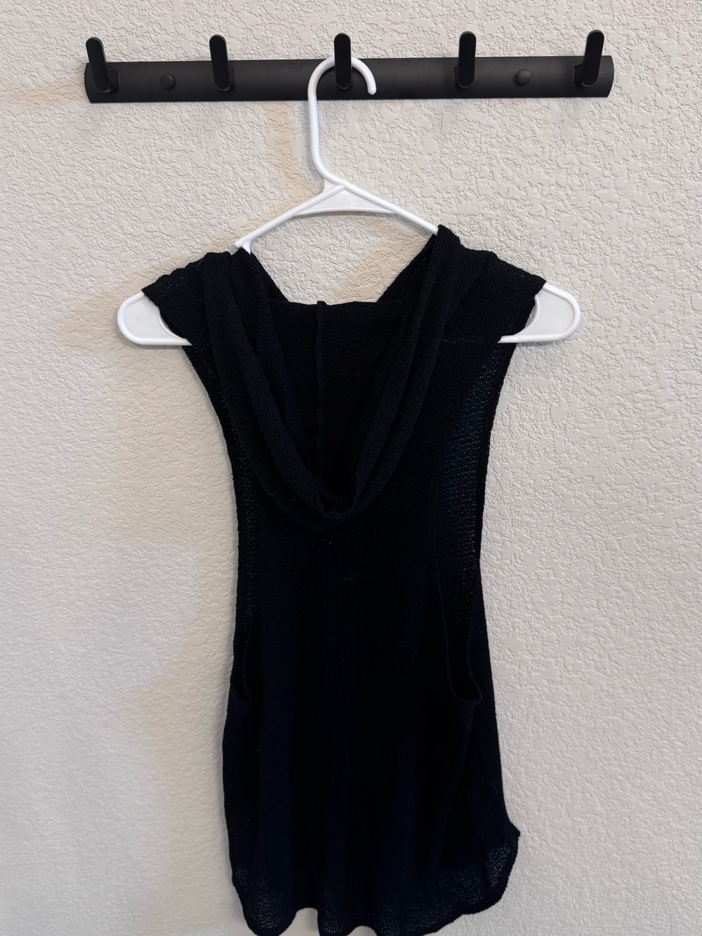 Vitamin A Black Hooded Knit Swim Coverup